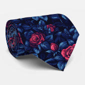 Cravate Rose florale unique pour la fête des pères (Roulé)