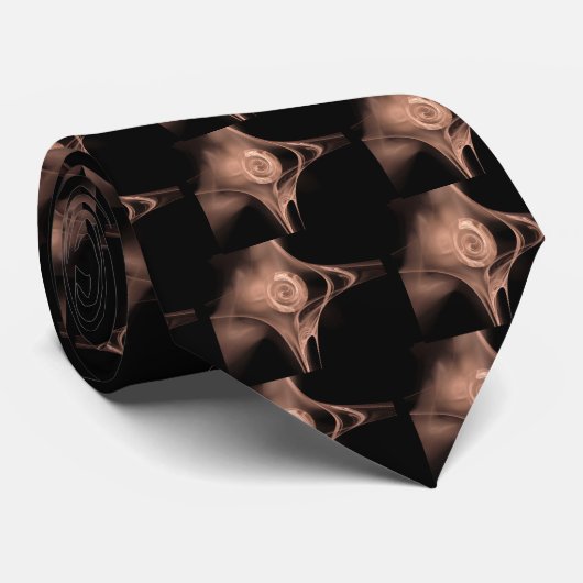 CRAVATE ROSE FRACTAL BROWN ANTIQUE EN NOIR (Roulé)