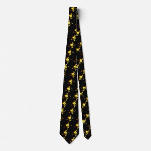Cravate Rose FRACTAL BROWN JAUNE EN NOIR (Devant)