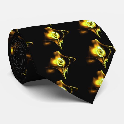 Cravate Rose FRACTAL BROWN JAUNE EN NOIR (Roulé)