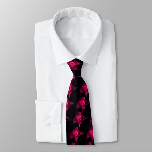 Cravate Rose FRACTAL FUCHSIA ROSE EN Motif NOIR (Attaché)