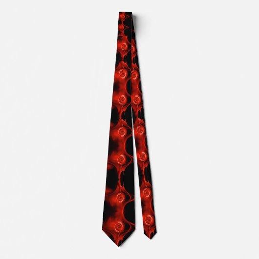 Cravate ROSE FRACTAL ROUGE EN NOIR Abstrait (Devant)