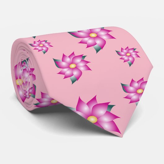 Cravate Rose Fuchsia Motif (Roulé)