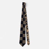 Cravate Rose Gold et noir Checkerboard points motif (Devant)