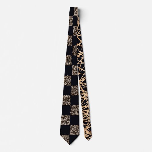 Cravate Rose Gold et noir Checkerboard points motif (Devant)