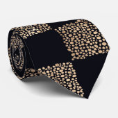 Cravate Rose Gold et noir Checkerboard points motif (Roulé)