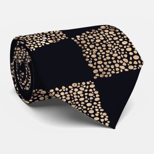 Cravate Rose Gold et noir Checkerboard points motif (Roulé)