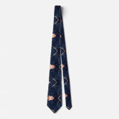 Cravate Rose Gold Feuille de Marbre Bleu Marine (Devant)
