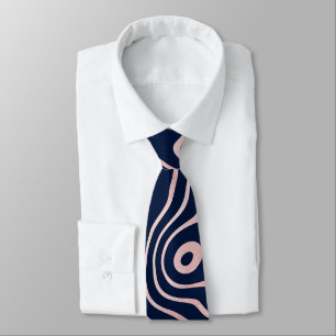 Cravate Rose Gold liquid swirl Abstract Blue Design