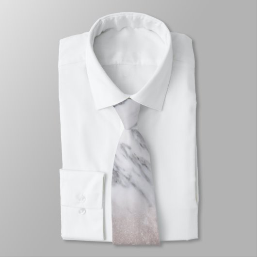 Cravate Rose Gold Marble Fond Cascade Ombre Parties scinti (Attaché)