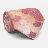 Cravate Rose Gold Shimmer Mermaid Échelle Motif (Roulé)