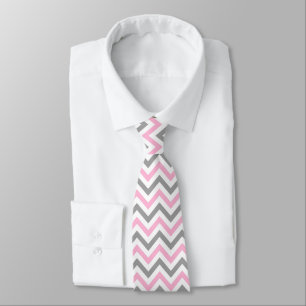 Cravate Rose, Gris Dk What Grand Motif Chevron ZigZag