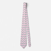 Cravate Rose, Gris Dk What Grand Motif Chevron ZigZag (Devant)