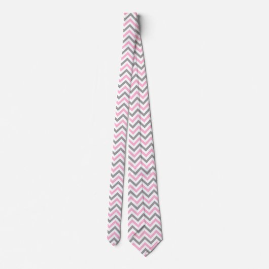 Cravate Rose, Gris Dk What Grand Motif Chevron ZigZag (Dos)