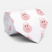 Cravate rose idiote de porc (Roulé)
