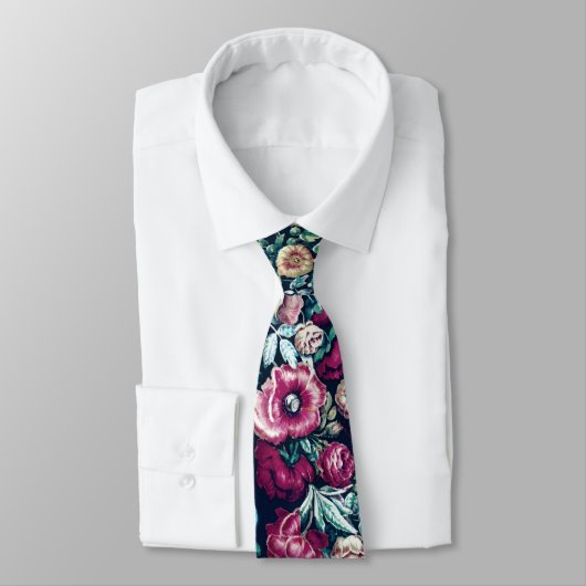 Cravate Rose Magenta Vert Bleu Peine Turquoise et Fleurs R (Attaché)