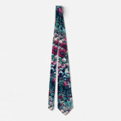 Cravate Rose Magenta Vert Bleu Peine Turquoise et Fleurs R (Dos)