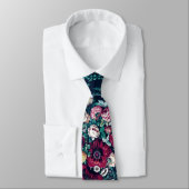 Cravate Rose Magenta Vert Bleu Peine Turquoise et Fleurs R (Attaché)