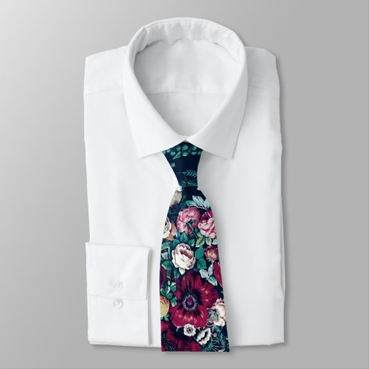 Cravate Rose Magenta Vert Bleu Peine Turquoise et Fleurs R (Attaché)