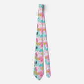 Cravate Rose Menthe Douce Or Printemps Abstrait Pinceaux (Devant)