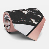 Cravate Rose moderne Gold Black Parties scintillant Marbre (Roulé)