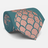 Cravate Rose moderne Gold Turquoise Motif d'ananas vert  (Roulé)