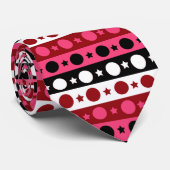 Cravate Rose noir blanc Cercle Étoiles rayures Design (Roulé)