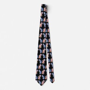 Cravate Rose noir bleu rose or  papillon Motif