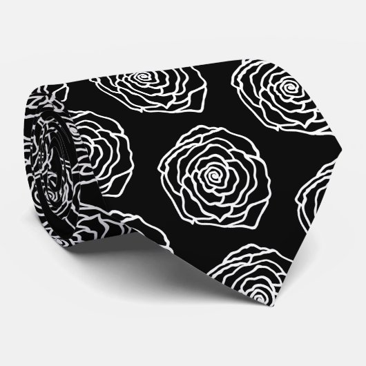 Cravate Rose noir rétro (Roulé)