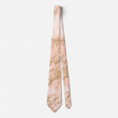 Cravate Rose or parties scintillant marbre abstrait (Devant)