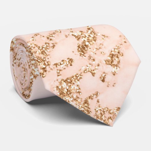 Cravate Rose or parties scintillant marbre abstrait (Roulé)