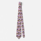 Cravate Rose Pâle Bleu Violet Pourpre Fleurs Floral (Devant)