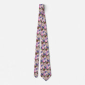Cravate Rose Pâle Bleu Violet Pourpre Fleurs Floral (Dos)
