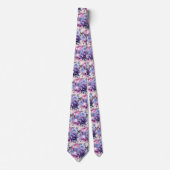 Cravate Rose Pâle Bleu Violet Pourpre Fleurs Floral (Devant)