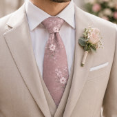Cravate Rose Pâle Floral Vintage