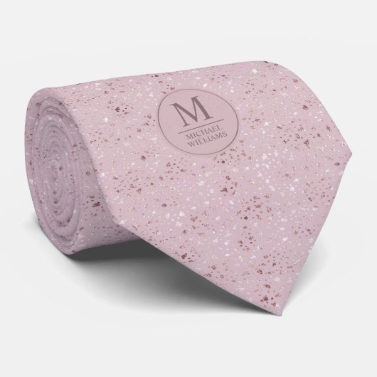 Cravate Rose Pâle Pastel Doux Points Dorés Motif Pailleté (Roulé)