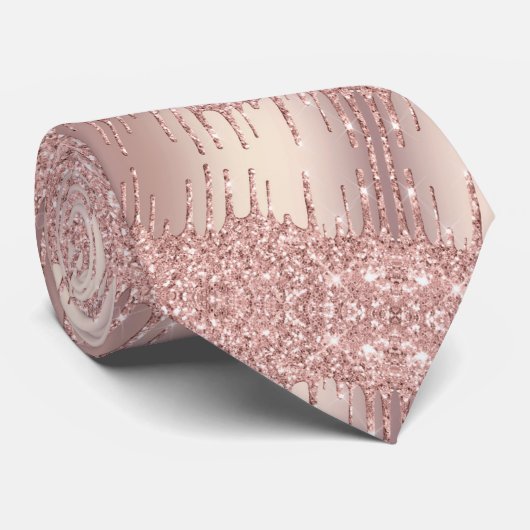 Cravate Rose Parties scintillant or Blush Sparkle Chic Cra (Roulé)