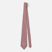 Cravate Rose Poussiéreuse Monogramme Mariage Nom Date (Devant)