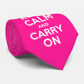 Cravate Rose Profond Keep Calm and Carry On (Roulé)