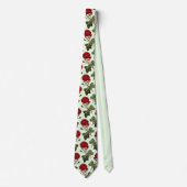 Cravate Rose Red Long Stem Motif Vert Arrière - plan (Devant)