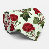 Cravate Rose Red Long Stem Motif Vert Arrière - plan (Roulé)