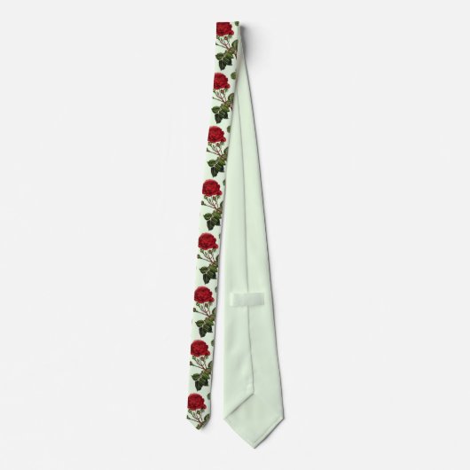 Cravate Rose Red Long Stem Motif Vert Arrière - plan (Dos)