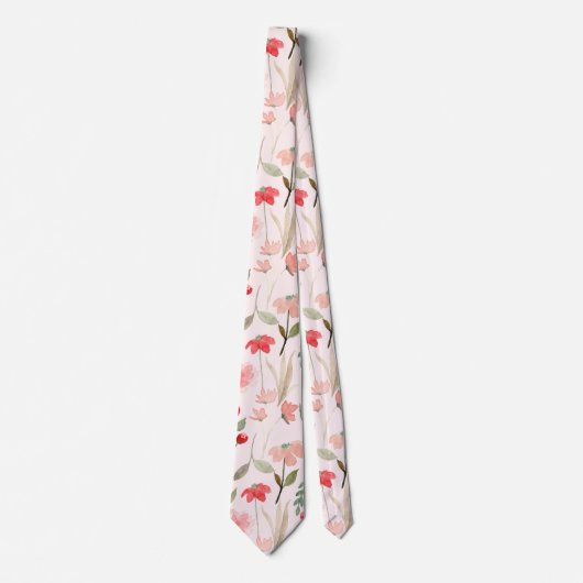 Cravate Rose rose florale moderne chic (Devant)