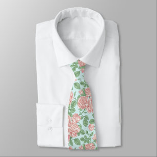 Cravate Rose rose Jardin Bouquet Motif