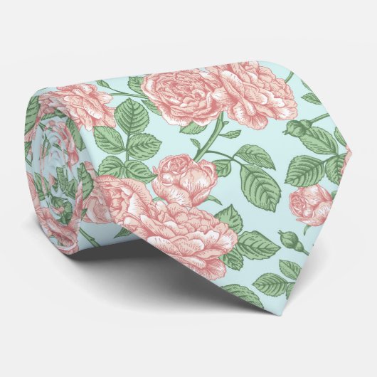 Cravate Rose rose Jardin Bouquet Motif (Roulé)