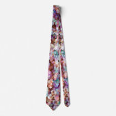 Cravate Rose Rose Or Turquoise Mosaïque Millefiori Fleurs (Devant)