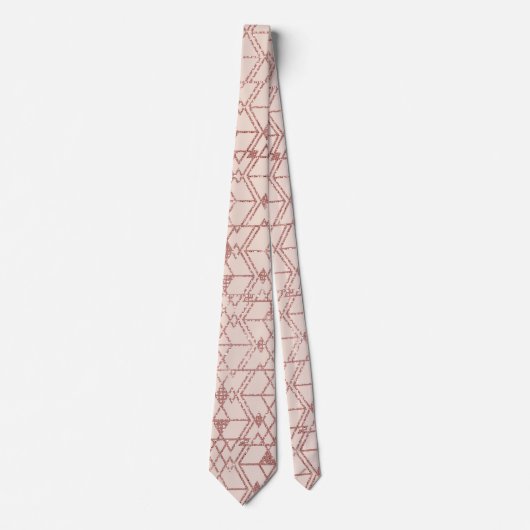 Cravate Rose Rose Parties scintillant or Triangle Tribal G (Devant)