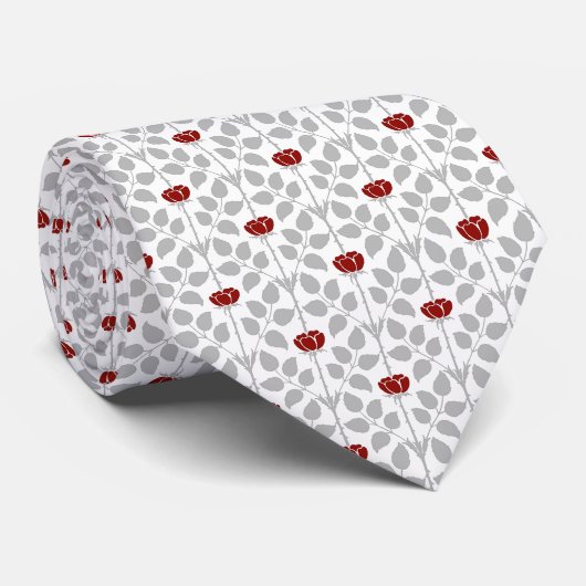 Cravate Rose rouge et gris argent (Roulé)