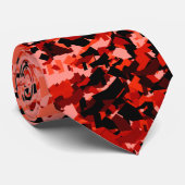 Cravate Rose Rouge Mélangé Avec Design Motif Abstrait Noir (Roulé)