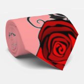 Cravate Rose rouge sur le rouge (Roulé)